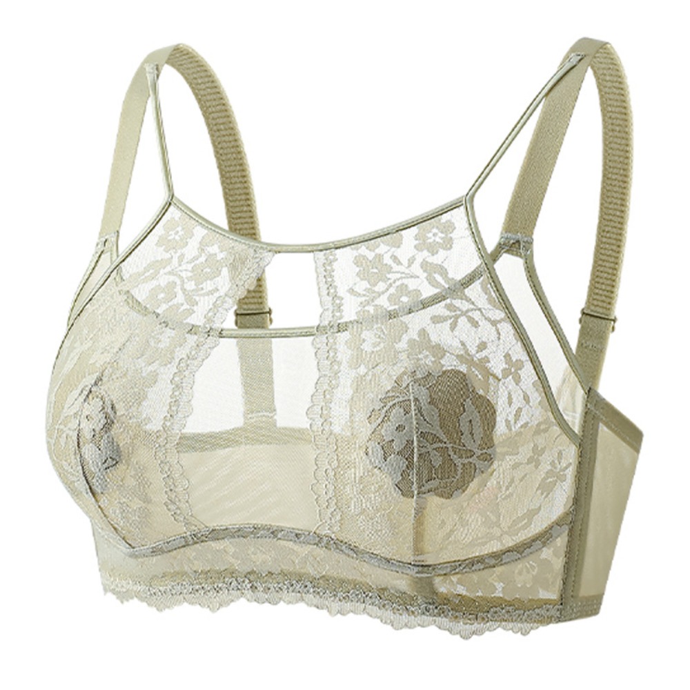 Sheer Mesh Bra - Mode Mesh Blume Drahtlose Tiefe V